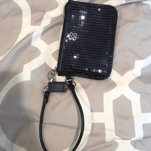Navy Blue Sequin Wristlet